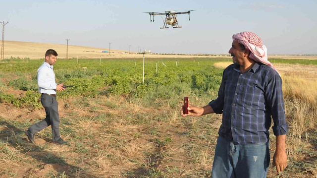 Mardin Ovası dron ile ilaçlandı.