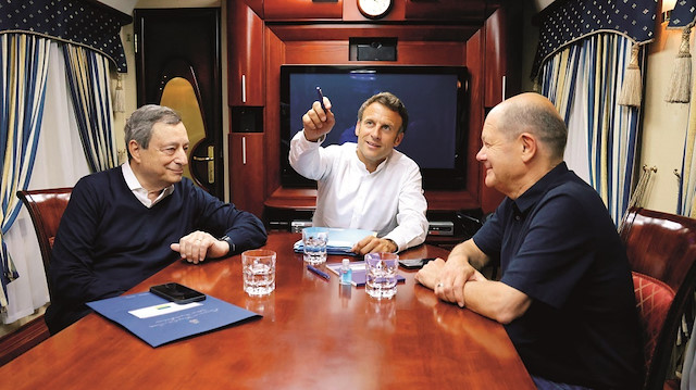 3 lider, Polonya'da Kiev'e trenle gitti.