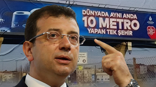 İBB, İstanbul'un çeşitli noktalarına "Dünyada aynı anda 10 metro yapan tek şehir" yazılı afişler astı