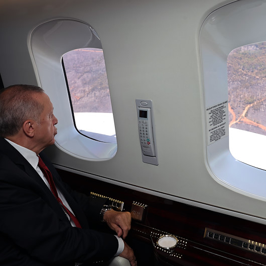Cumhurbaşkanı Erdoğan Marmaris'te: Helikopterle yangın bölgesinde incelemelerde bulundu