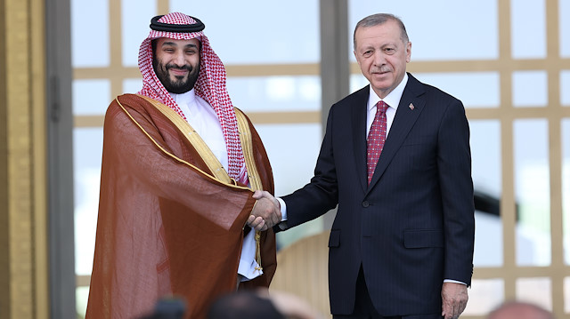 Cumhurbaşkanı Recep Tayyip Erdoğan ile Suudi Arabistan Veliaht Prensi Muhammed bin Selman.