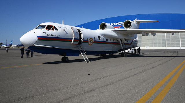 Azerbaycan'dan "BE-200CS" amfibi uçağı, 10 kişilik mürettebatıyla Dalaman Havalimanı'na hareket etti.