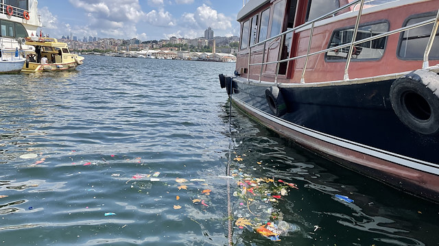 İstanbul Fatih'te kıyıya vuran çöplerin oluşturduğu kirlilik çevredekileri rahatsız etti