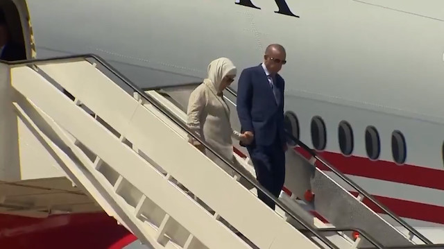 Cumhurbaşkanı Erdoğan'ı taşıyan uçak Madrid'e indi