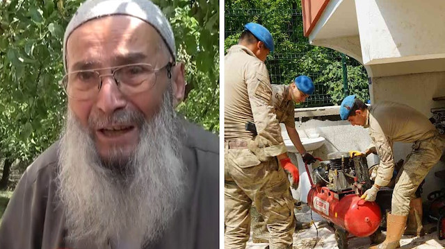 Jandarma boğulmaktan kurtardığı yaşlı adamın evini de temizledi: Allah bin kere razı olsun