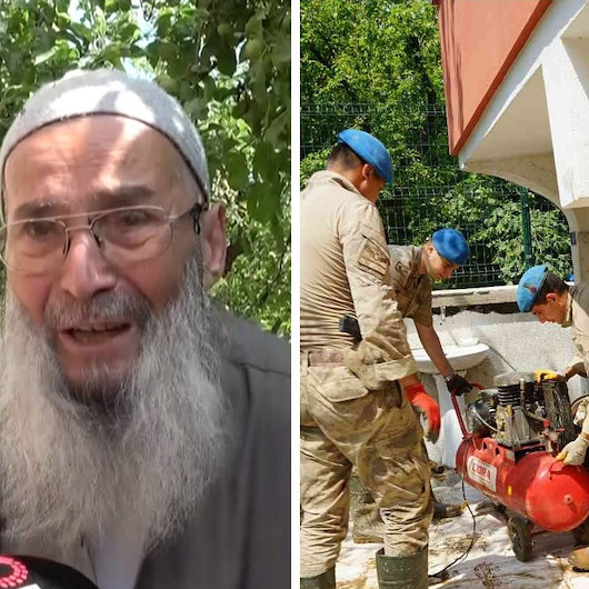 Jandarma boğulmaktan kurtardığı yaşlı adamın evini de temizledi: Allah bin kere razı olsun