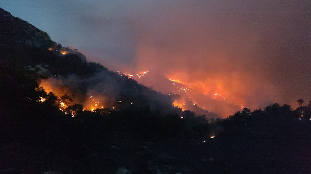 Datça'da orman yangını.