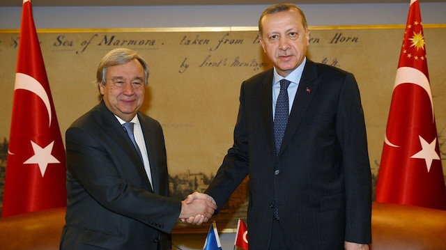 Cumhurbaşkanı Recep Tayyip Erdoğan ve BM Genel Sekreteri Antonio Guterres.