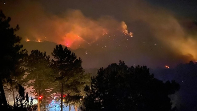 Emet’in Küreci köyünde çıkan orman yangınına müdahale devam ediyor.