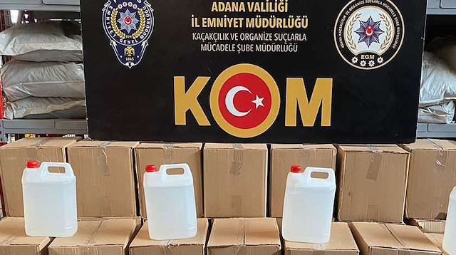 Adana'da kaçak etil alkol operasyonu.