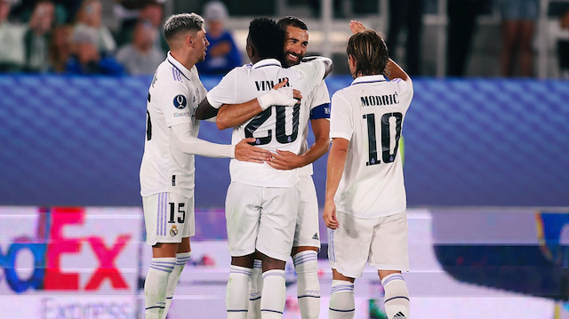 Real Madridli futbolcuların gol sevinci.