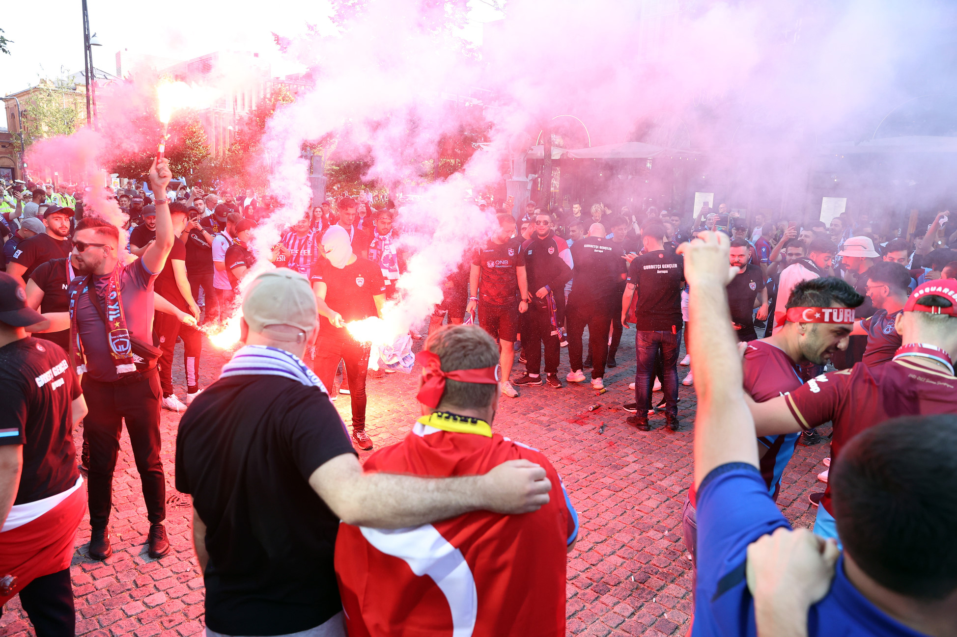 Trabzonspor taraftarları Kopenhag'da.