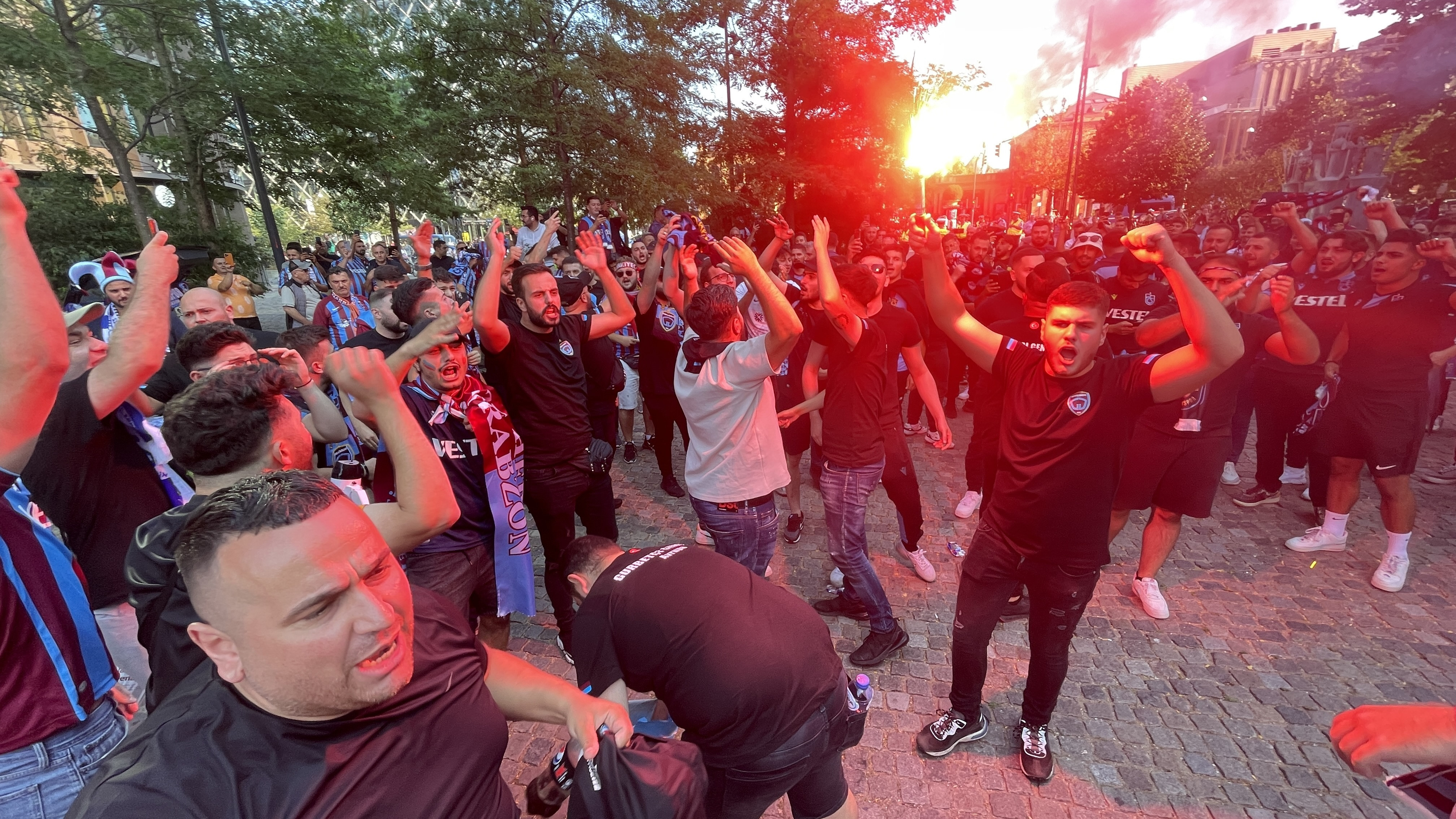 Trabzonspor taraftarları Kopenhag'da.