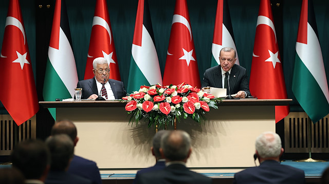 Cumhurbaşkanı Recep Tayyip Erdoğan ile Filistin Devlet Başkanı Mahmud Abbas.