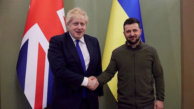 İngiltere Başbakanı Boris Johnson ve Ukrayna Devlet Başkanı Volodimir Zelenskiy