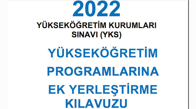 2022 YKS ek yerleştirme başvuruları
