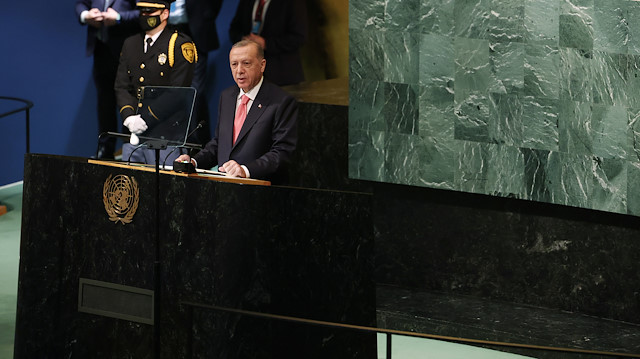 Cumhurbaşkanı Erdoğan, BM'nin 77'nci Genel Kurulunda katılımcılara hitap etti.  