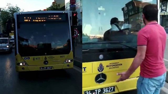 Vatandaşlar İETT'ye isyan etti: Kapısı açılmayan otobüsün önüne atladılar