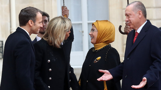 Fransa Cumhurbaşkanı Emmanuel Macron - Brigitte Macron - Emine Erdoğan - Cumhurbaşkanı Erdoğan