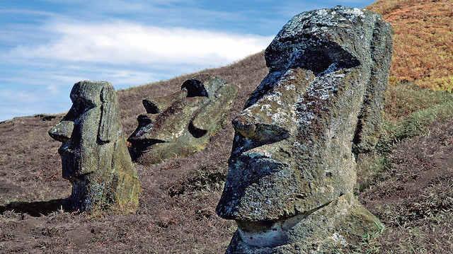 ​Moai heykelleri kömürleşti.