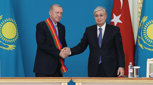 Cumhurbaşkanı Recep Tayyip Erdoğan, Kazakistan Cumhurbaşkanı Kasım Cömert Tokayev.