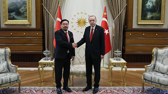 Cumhurbaşkanı Erdoğan Moğolistan Başkanı Gomboja.