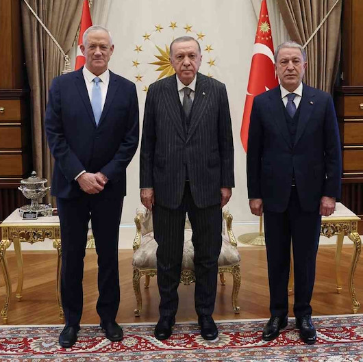 Cumhurbaşkanı Erdoğan İsrail Savunma Bakanı Gantz'ı kabul etti