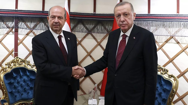 KKTC Cumhurbaşkanı Ersin Tatar ve Cumhurbaşkanı Erdoğan 