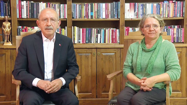 Kılıçdaroğlu iftira dolu videosunu partisinin Yoksulluk Dayanışma Ofisi Sorumlusu Hacer Foggo ile çekti.