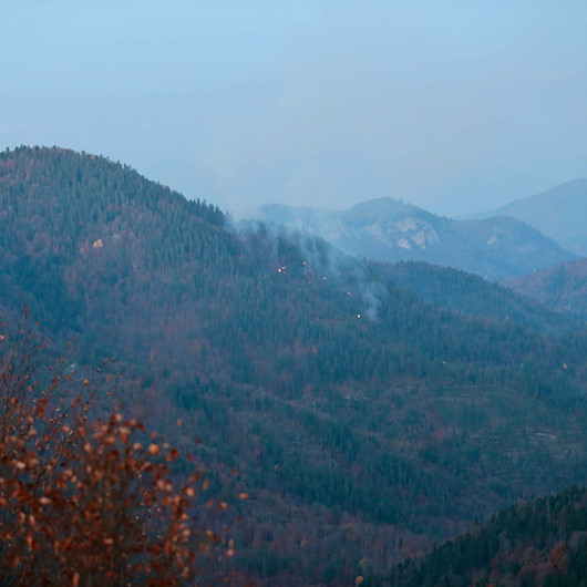 Yedigöller Milli Parkı yolunda çıkan orman yangını kontrol altına alındı