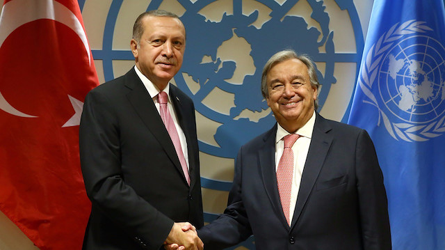 Cumhurbaşkanı Erdoğan ile BM Genel Sekreteri Guterres. (Arşiv)