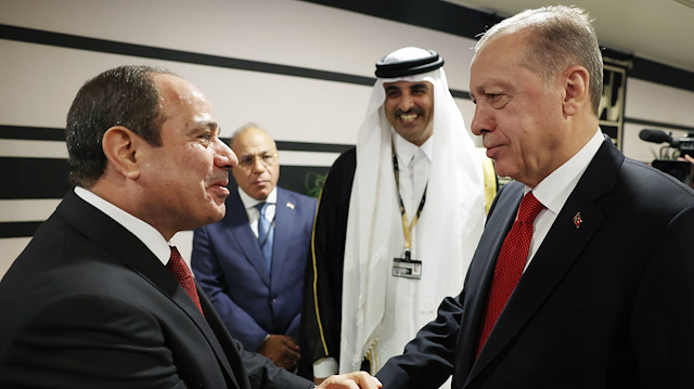 Mısır Cumhurbaşkanı Abdülfettah es-Sisi, Cumhurbaşkanı Recep Tayyip Erdoğan.