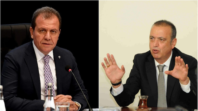 Mersin Büyükşehir Belediye Başkanı Vahap Seçer ile Ataşehir Belediye Başkanı Battal İlgezdi.