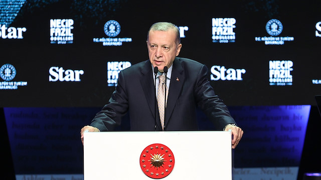 Cumhurbaşkanı Erdoğan, Necip Fazıl Ödülleri programında konuştu.