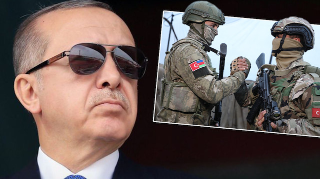 Cumhurbaşkanı Erdoğan Azerbaycan'daki 'Kardeş Yumruğu' tatbikatına katılan personele seslendi.