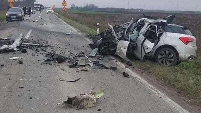 Miodrag Jesic'in içinde bulunduğu aracın kaza sonrasındaki hali.