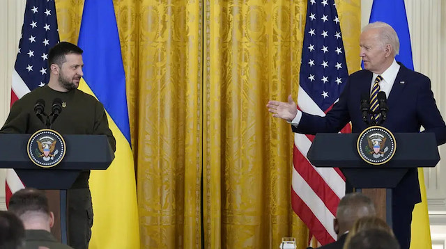 Ukrayna lideri Volodimir Zelenski ve ABD Başkanı Joe Biden Washington'da ortak basın toplantısı düzenledi.