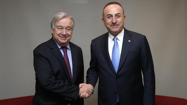 BM Genel Sekreteri Antonio Guterres ile Dışişleri Bakanı Mevlüt Çavuşoğlu.