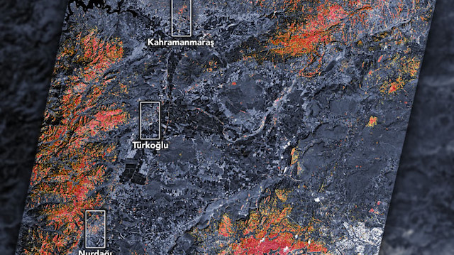 NASA, 3 bölgedeki deprem hasarını gösteren harita yayınladı