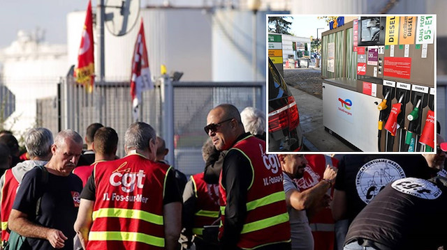Fransa'da grev nedeniyle akaryakıt istasyonlarının yüzde 13'ü çalışmıyor