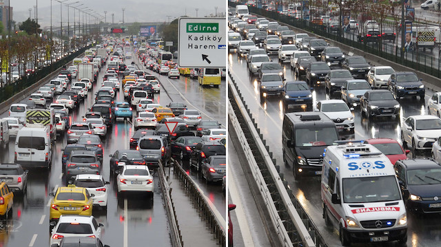 İstanbul'da yağış trafiği kilitledi: Yoğunluk yüzde 75'e ulaştı