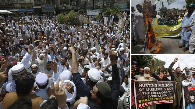 Pakistan'daki Müslümanlar, Kur'ân'ın yakılmasını kınamak İçin İsveç karşıtı mitingler düzenledi