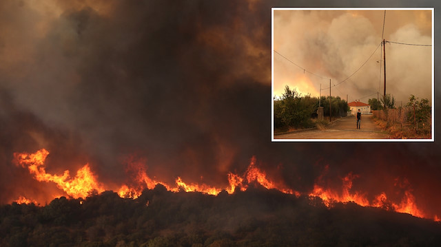 Yunanistan'da son 20 yılın en büyük yangını: 7. günde mücadele devam ediyor