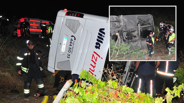 Manisa'da yolcu otobüsü üzüm bağına uçtu: 15 yaralı