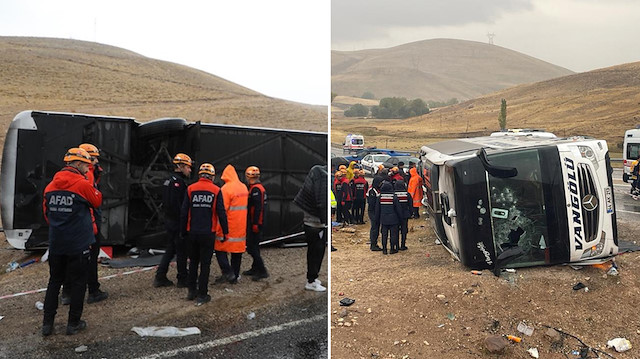 Sivas'ta yolcu otobüsü devrildi: Çok sayıda ölü ve yaralı var