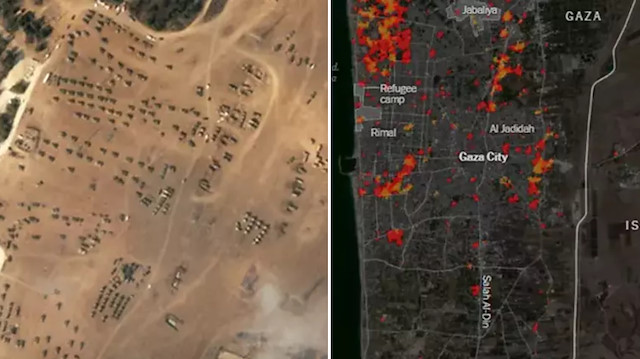 Uydu görüntüleri ortaya çıktı: İsrail Gazze'ye saldırmak için iki farklı noktada bekliyor