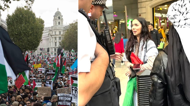 Londra'da Filistin bayrağı taşıyan kadına sözlü ve fiziksel saldırı