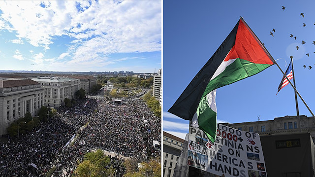 ABD'nin başkentinde ülke tarihinin en büyük Filistin’e destek gösterisi