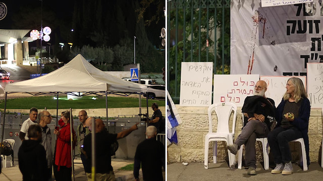 İsrailliler Netanyahu'nun istifası için İsrail Meclisi önünde çadır kurdu