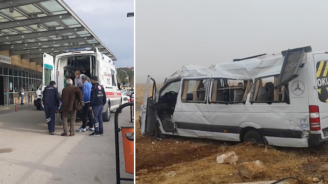 Gaziantep'te minibüs devrildi: 18 kişi yaralandı